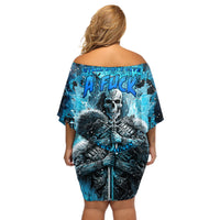 Skull Off Shoulder Short Dress Try Again Tomorrow - Wonder Print Shop