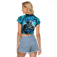 Skull Raglan Cropped T Shirt Try Again Tomorrow - Wonder Print Shop