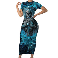 Skull Short Sleeve Bodycon Dress Try Again Tomorrow - Wonder Print Shop