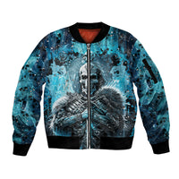 Skull Sleeve Zip Bomber Jacket Try Again Tomorrow - Wonder Print Shop