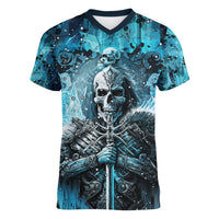 Skull Women V Neck T Shirt Try Again Tomorrow - Wonder Print Shop