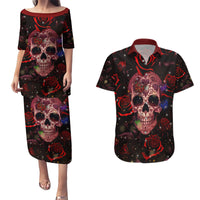 Don't Cry Skull Couples Matching Puletasi Dress and Hawaiian Shirt - Wonder Print Shop