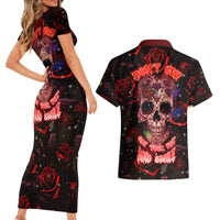 Don't Cry Skull Couples Matching Short Sleeve Bodycon Dress and Hawaiian Shirt - Wonder Print Shop