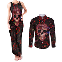 Don't Cry Skull Couples Matching Tank Maxi Dress and Long Sleeve Button Shirts - Wonder Print Shop