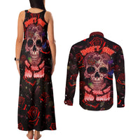 Don't Cry Skull Couples Matching Tank Maxi Dress and Long Sleeve Button Shirts - Wonder Print Shop