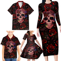 Don't Cry Skull Family Matching Long Sleeve Bodycon Dress and Hawaiian Shirt - Wonder Print Shop