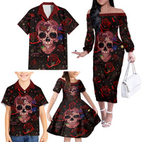 Don't Cry Skull Family Matching Off Shoulder Long Sleeve Dress and Hawaiian Shirt - Wonder Print Shop