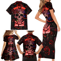 Don't Cry Skull Family Matching Short Sleeve Bodycon Dress and Hawaiian Shirt - Wonder Print Shop