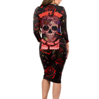 Don't Cry Skull Long Sleeve Bodycon Dress - Wonder Print Shop