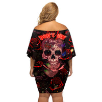 Don't Cry Skull Off Shoulder Short Dress - Wonder Print Shop