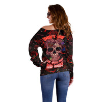 Don't Cry Skull Off Shoulder Sweater - Wonder Print Shop