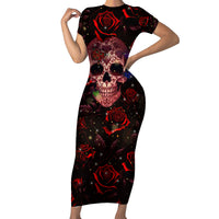 Don't Cry Skull Short Sleeve Bodycon Dress - Wonder Print Shop