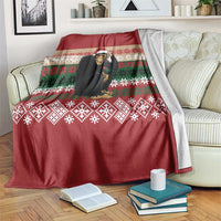 Chimpanzee Christmas Blanket Chimpanzee Wearing Santa Hat - Red Green Snowflake - Wonder Print Shop