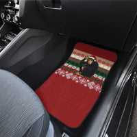 Chimpanzee Christmas Car Mats Chimpanzee Wearing Santa Hat - Red Green Snowflake - Wonder Print Shop