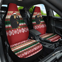 Chimpanzee Christmas Car Seat Cover Chimpanzee Wearing Santa Hat - Red Green Snowflake - Wonder Print Shop