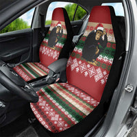 Chimpanzee Christmas Car Seat Cover Chimpanzee Wearing Santa Hat - Red Green Snowflake - Wonder Print Shop