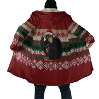 Chimpanzee Christmas Cloak Chimpanzee Wearing Santa Hat - Red Green Snowflake - Wonder Print Shop