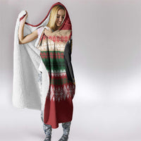 Chimpanzee Christmas Hooded Blanket Chimpanzee Wearing Santa Hat - Red Green Snowflake - Wonder Print Shop