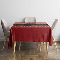 Chimpanzee Christmas Tablecloth Chimpanzee Wearing Santa Hat - Red Green Snowflake - Wonder Print Shop