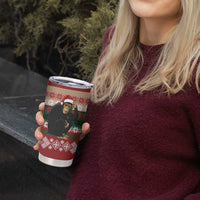 Chimpanzee Christmas Tumbler Cup Chimpanzee Wearing Santa Hat - Red Green Snowflake - Wonder Print Shop