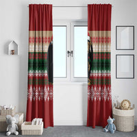 Chimpanzee Christmas Window Curtain Chimpanzee Wearing Santa Hat - Red Green Snowflake - Wonder Print Shop