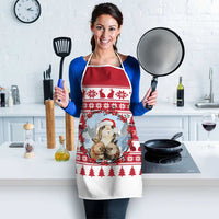 Christmas Santa Bunny Rabbits Apron Red White Tree Snowflake Pattern - Wonder Print Shop