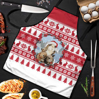 Christmas Santa Bunny Rabbits Apron Red White Tree Snowflake Pattern - Wonder Print Shop