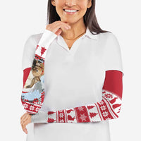 Christmas Santa Bunny Rabbits Arm Sleeves Red White Tree Snowflake Pattern - Wonder Print Shop