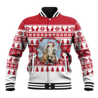 Christmas Santa Bunny Rabbits Baseball Jacket Red White Tree Snowflake Pattern - Wonder Print Shop