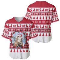 Christmas Santa Bunny Rabbits Baseball Jersey Red White Tree Snowflake Pattern - Wonder Print Shop