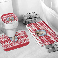 Christmas Santa Bunny Rabbits Bathroom Set Red White Tree Snowflake Pattern - Wonder Print Shop