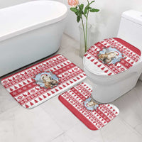 Christmas Santa Bunny Rabbits Bathroom Set Red White Tree Snowflake Pattern - Wonder Print Shop