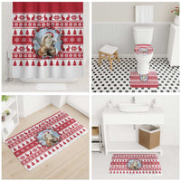 Christmas Santa Bunny Rabbits Bathroom Set Red White Tree Snowflake Pattern - Wonder Print Shop