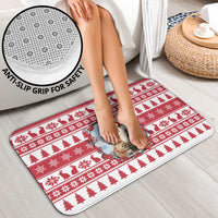 Christmas Santa Bunny Rabbits Bathroom Set Red White Tree Snowflake Pattern - Wonder Print Shop