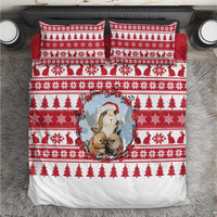 Christmas Santa Bunny Rabbits Bedding Set Red White Tree Snowflake Pattern - Wonder Print Shop