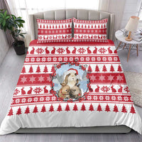 Christmas Santa Bunny Rabbits Bedding Set Red White Tree Snowflake Pattern - Wonder Print Shop