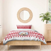 Christmas Santa Bunny Rabbits Bedding Set Red White Tree Snowflake Pattern - Wonder Print Shop