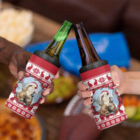 Christmas Santa Bunny Rabbits 4 in 1 Can Cooler Tumbler Red White Tree Snowflake Pattern - Wonder Print Shop