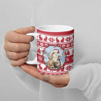 Christmas Santa Bunny Rabbits Ceramic Mug Red White Tree Snowflake Pattern - Wonder Print Shop