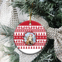 Christmas Santa Bunny Rabbits Ceramic Ornament Red White Tree Snowflake Pattern - Wonder Print Shop