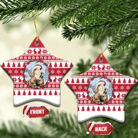 Christmas Santa Bunny Rabbits Ceramic Ornament Red White Tree Snowflake Pattern - Wonder Print Shop