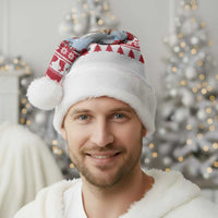 Christmas Santa Bunny Rabbits Christmas Santa Hat Red White Tree Snowflake Pattern - Wonder Print Shop