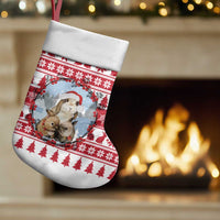 Christmas Santa Bunny Rabbits Christmas Stocking Red White Tree Snowflake Pattern - Wonder Print Shop