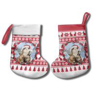 Christmas Santa Bunny Rabbits Christmas Stocking Red White Tree Snowflake Pattern - Wonder Print Shop