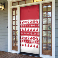 Christmas Santa Bunny Rabbits Door Cover Red White Tree Snowflake Pattern - Wonder Print Shop