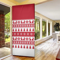 Christmas Santa Bunny Rabbits Door Cover Red White Tree Snowflake Pattern - Wonder Print Shop