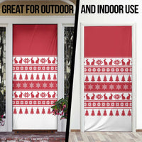 Christmas Santa Bunny Rabbits Door Cover Red White Tree Snowflake Pattern - Wonder Print Shop