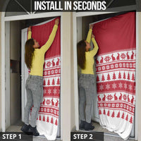 Christmas Santa Bunny Rabbits Door Cover Red White Tree Snowflake Pattern - Wonder Print Shop