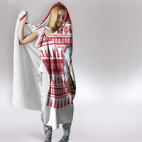 Christmas Santa Bunny Rabbits Hooded Blanket Red White Tree Snowflake Pattern - Wonder Print Shop