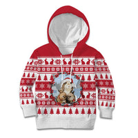 Christmas Santa Bunny Rabbits Kid Hoodie Red White Tree Snowflake Pattern - Wonder Print Shop